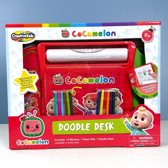 RARE Cocomelon 14 Piece Doodle Desk Kid's Toy w/ Washable Markers Craft Play Set - Picture 1 of 3